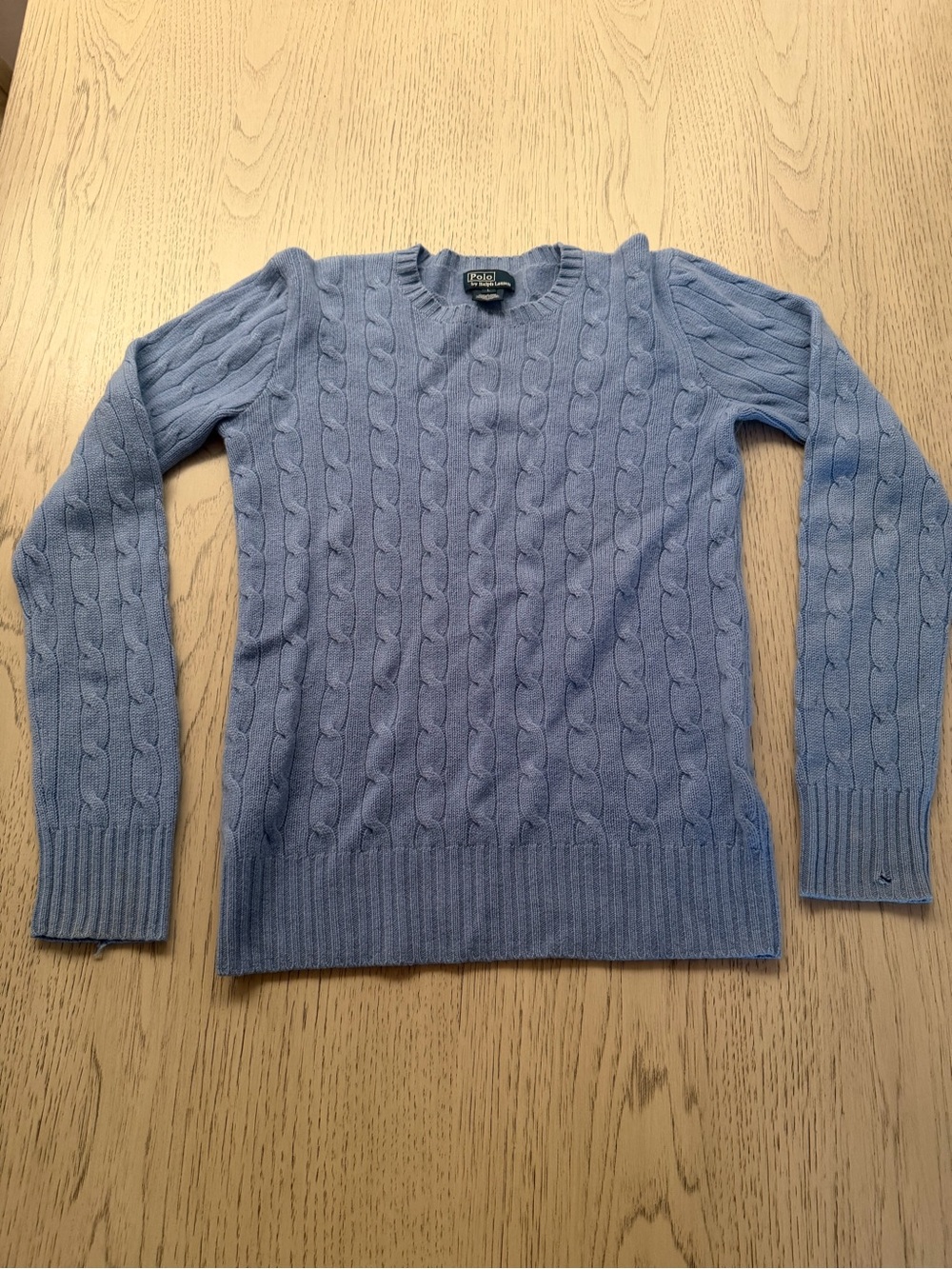 Ralph Lauren Light Blue Cable Knit Crewneck Sweater - Kids